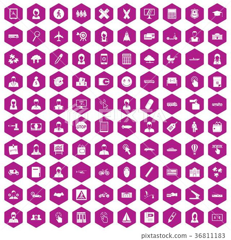 100 initiation icons hexagon violet 100 initiation icons hexagon violet 36811183