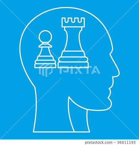 Chess inside human head icon, outline style Chess inside human head icon, outline style 36811193