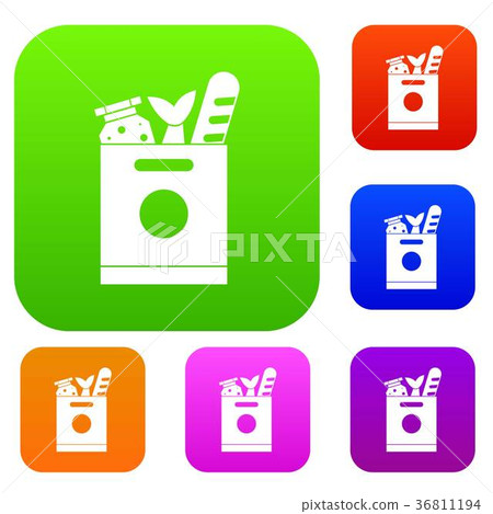 Grocery bag with food set collection Grocery bag with food set collection 36811194