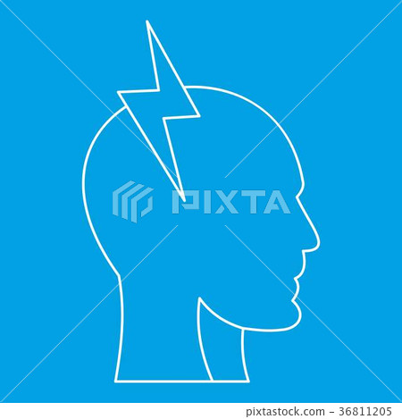 Electrical power in human head icon, outline style - Stock Illustration ...