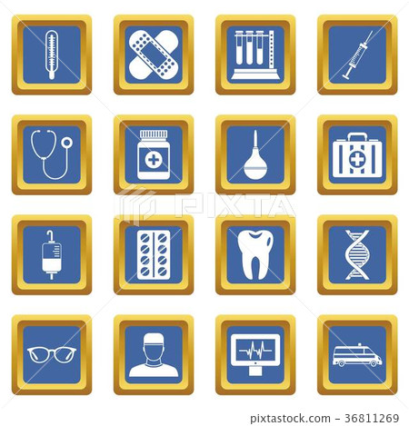 Medicine icons set blue 36811269