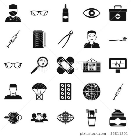 Medical student icons set, simple style 36811291