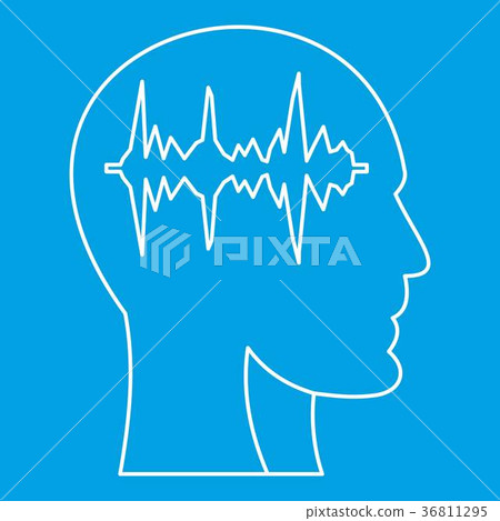 Equalizer inside human head i icon, outline style Equalizer inside human head i icon, outline style 36811295