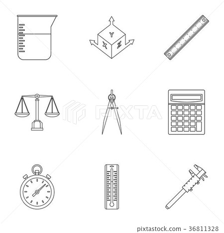Measure instrumentation icon set, outline style 36811328