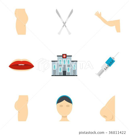 Plastic surgery icon set, flat style - Stock Illustration [36811422 ...