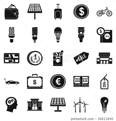 Monetary relations icons set, simple style Monetary relations icons set, simple style 36811640