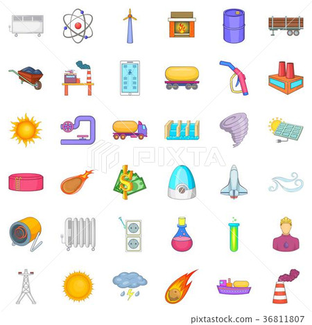 Energy icons set, cartoon style 36811807