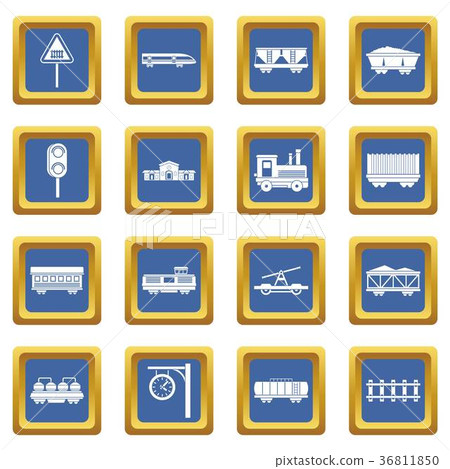 Railway icons set blue - Stock Illustration [36811850] - PIXTA