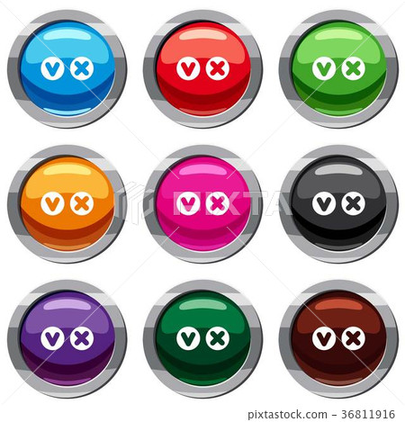 Fat tick and cross in circles set 9 collection Fat tick and cross in circles set 9 collection 36811916