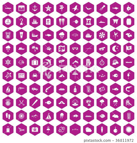 100 marine environment icons hexagon violet 100 marine environment icons hexagon violet 36811972