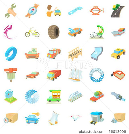 Auto service icons set, cartoon style 36812006