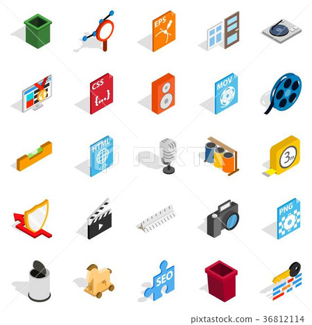 Computer expansion icons set, isometric style Computer expansion icons set, isometric style 36812114
