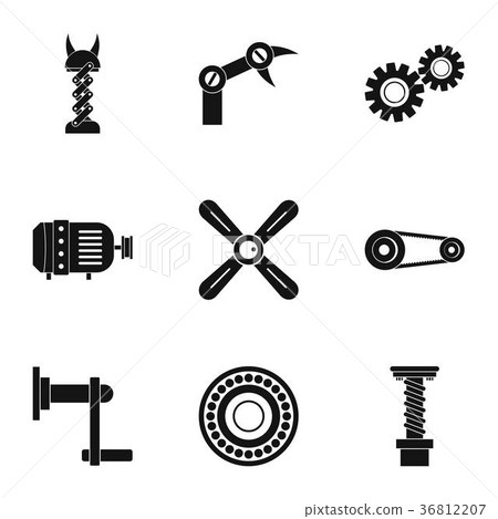 Mechanism parts icon set, simple style 36812207