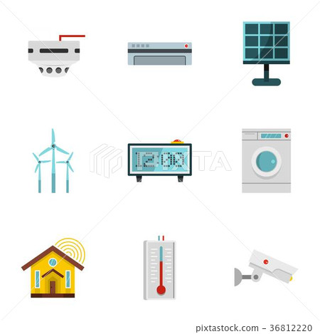Smart home icon set, flat style 36812220