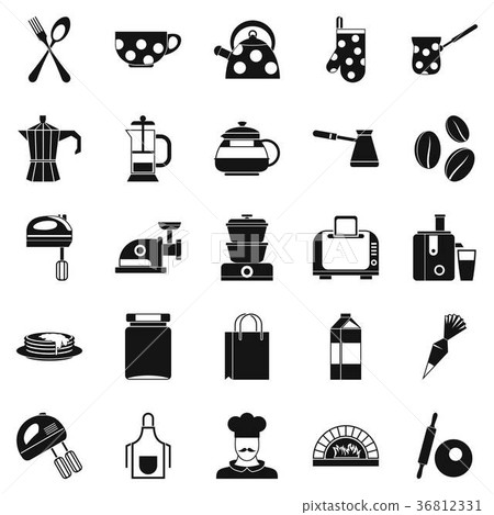 Delicate meat icons set, simple style Delicate meat icons set, simple style 36812331