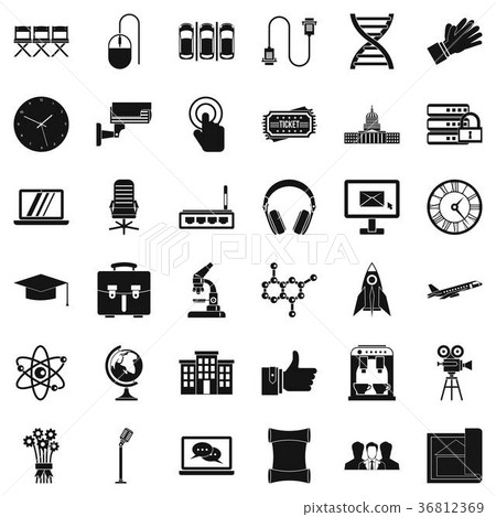 Science conference icons set, simple style Science conference icons set, simple style 36812369