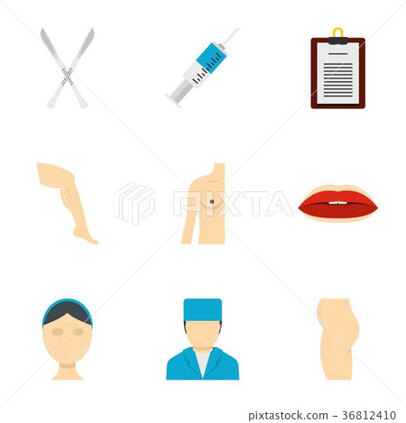Cosmetic surgery icon set, flat style 36812410