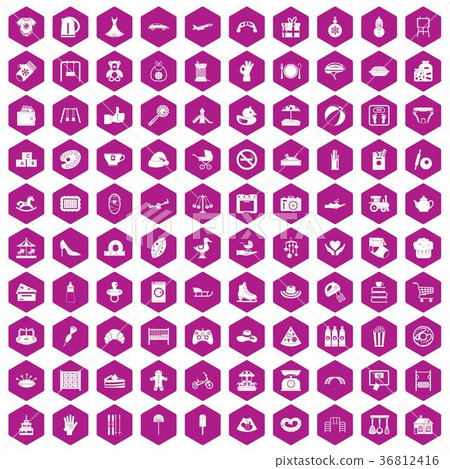 100 mother and child icons hexagon violet 100 mother and child icons hexagon violet 36812416