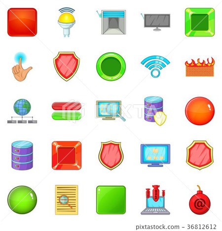 Data protection icons set, cartoon style Data protection icons set, cartoon style 36812612