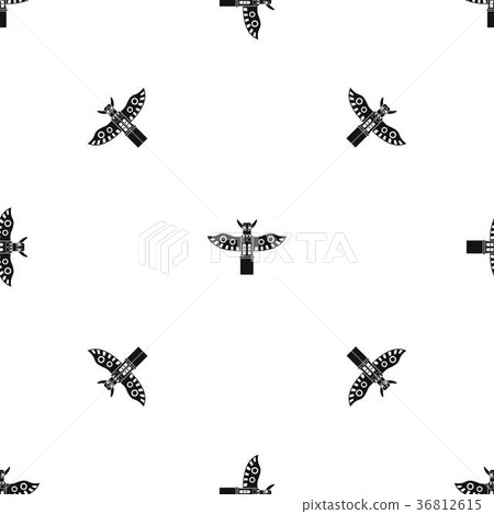 Traditional religious totem pole pattern seamless black 36812615