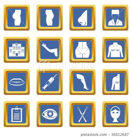 Plastic surgeon icons set blue 36812687