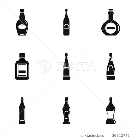 Glass bottles icon set, simple style Glass bottles icon set, simple style 36812771