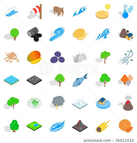 Planet earth icons set, isometric style 36812810