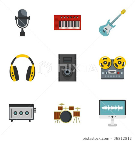 Music stuff icon set, flat style Music stuff icon set, flat style 36812812