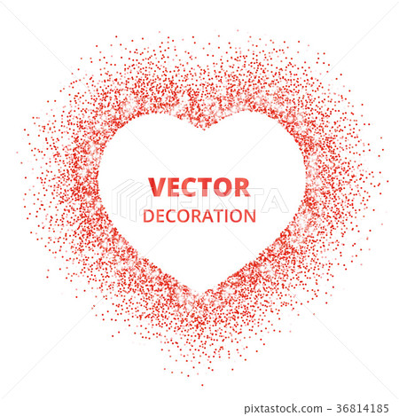 Red glitter heart frame, border. Vector dust Red glitter heart frame, border. Vector dust 36814185