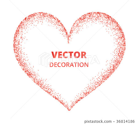 Red glitter heart frame, border. Vector dust Red glitter heart frame, border. Vector dust 36814186