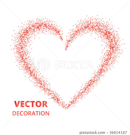Red glitter heart frame, border. Vector dust Red glitter heart frame, border. Vector dust 36814187