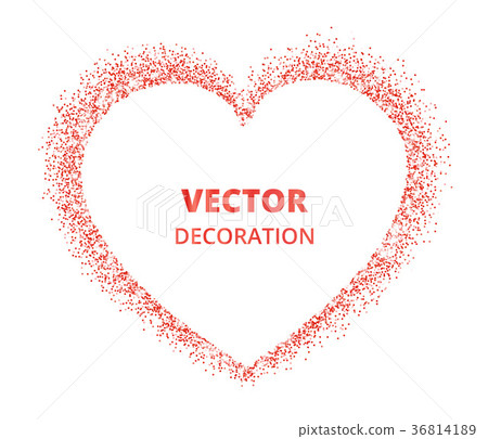 Red glitter heart frame, border. Vector dust Red glitter heart frame, border. Vector dust 36814189