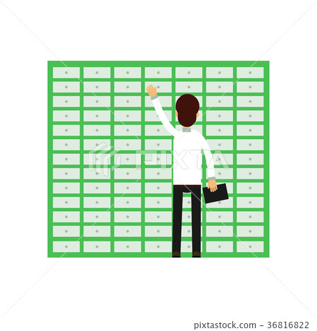 Professional man worker opening banking cell. Safe Professional man worker opening banking cell. Safe 36816822