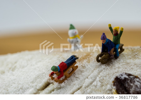 winter concept children sliding down snow mountain winter concept children sliding down snow mountain 36817786