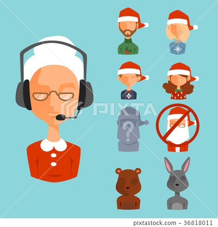 Santa Claus avatar face characters vector face Santa Claus avatar face characters vector face 36818011