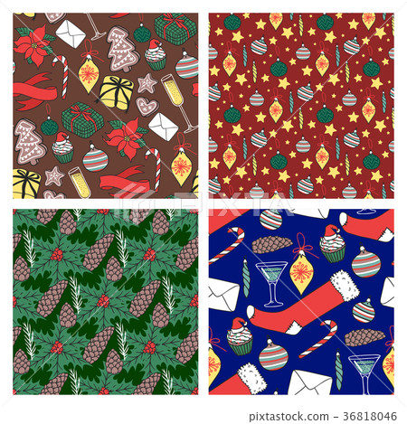 Christmas vector seamless pattern New Year hand - Stock Illustration ...