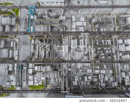 Panorama aerial view shot finished goods warehouse 36818487