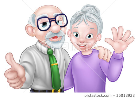 Senior Cartoon Couple Senior Cartoon Couple 36818928