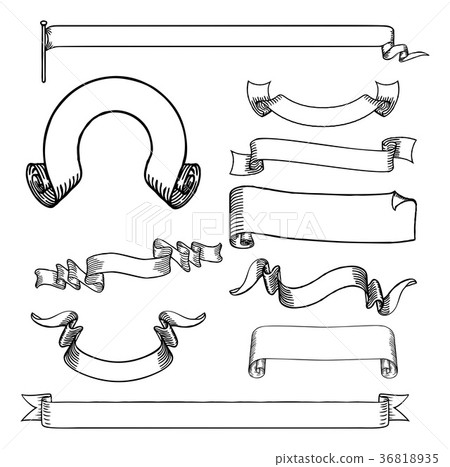 Ribbons Scrolls And Banners Set Stock Illustration 36818935