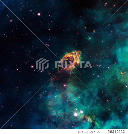Universe with stellar jet stars, nebula and galaxy 36819212