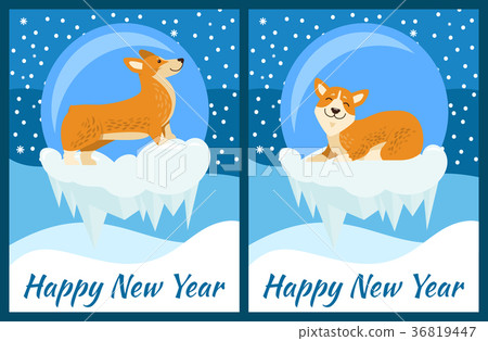 Happy New Year Set of Posters Vector Illustration Happy New Year Set of Posters Vector Illustration 36819447