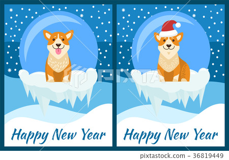 Happy New Year Congratulation from Playing Corgi Happy New Year Congratulation from Playing Corgi 36819449