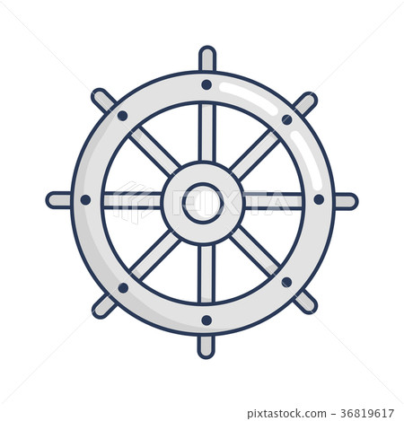 Shiny Metal Round Steering Wheel Illustration 36819617