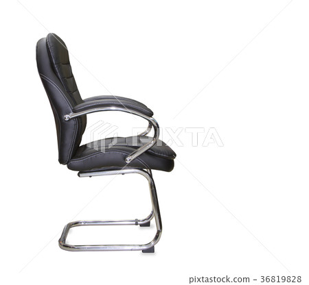 The office chair from black leather. Isolated 36819828