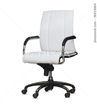 Modern office chair from white leather. Isolated Modern office chair from white leather. Isolated 36819864