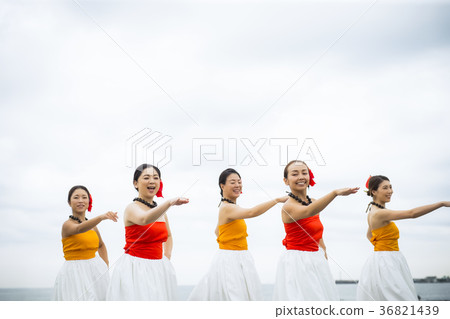 跳舞在海灘的Hula舞蹈家 36821439