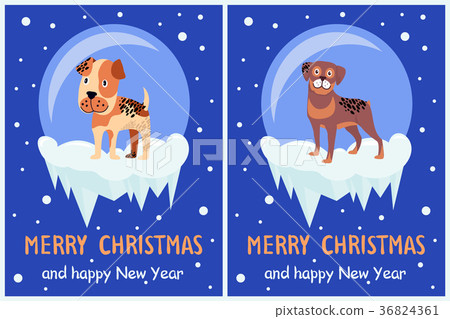 Merry Christmas and Happy New Year Posters Puppies Merry Christmas and Happy New Year Posters Puppies 36824361