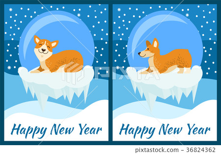 Happy New Year Set of Posters Vector Illustration 36824362