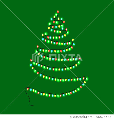 Christmas Abstract Tree Made of Garland with Lamps - Stock Illustration ...