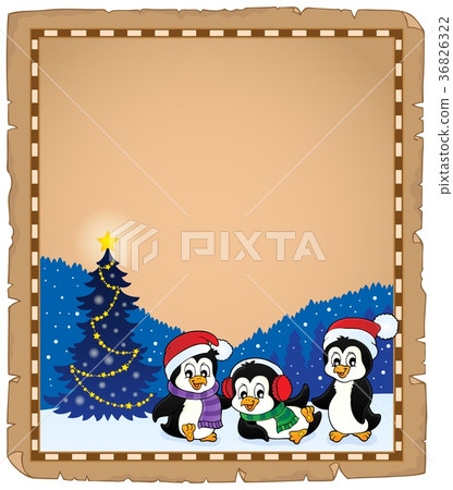 Christmas penguins thematic parchment 2 36826322